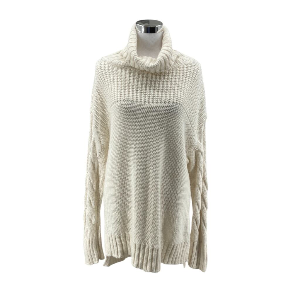 Pietro Brunelli White Turtleneck Long Sweater S Womens Cozy Oversized Pullover